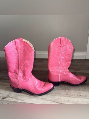 Pink Authentic Genuine Leather Cowboy Boots